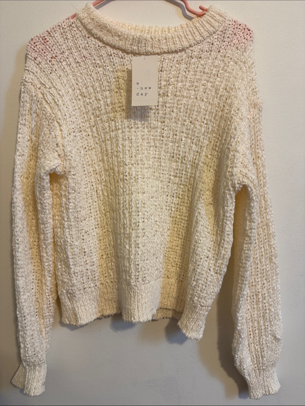a new day Cream Textured Crewneck Sweater